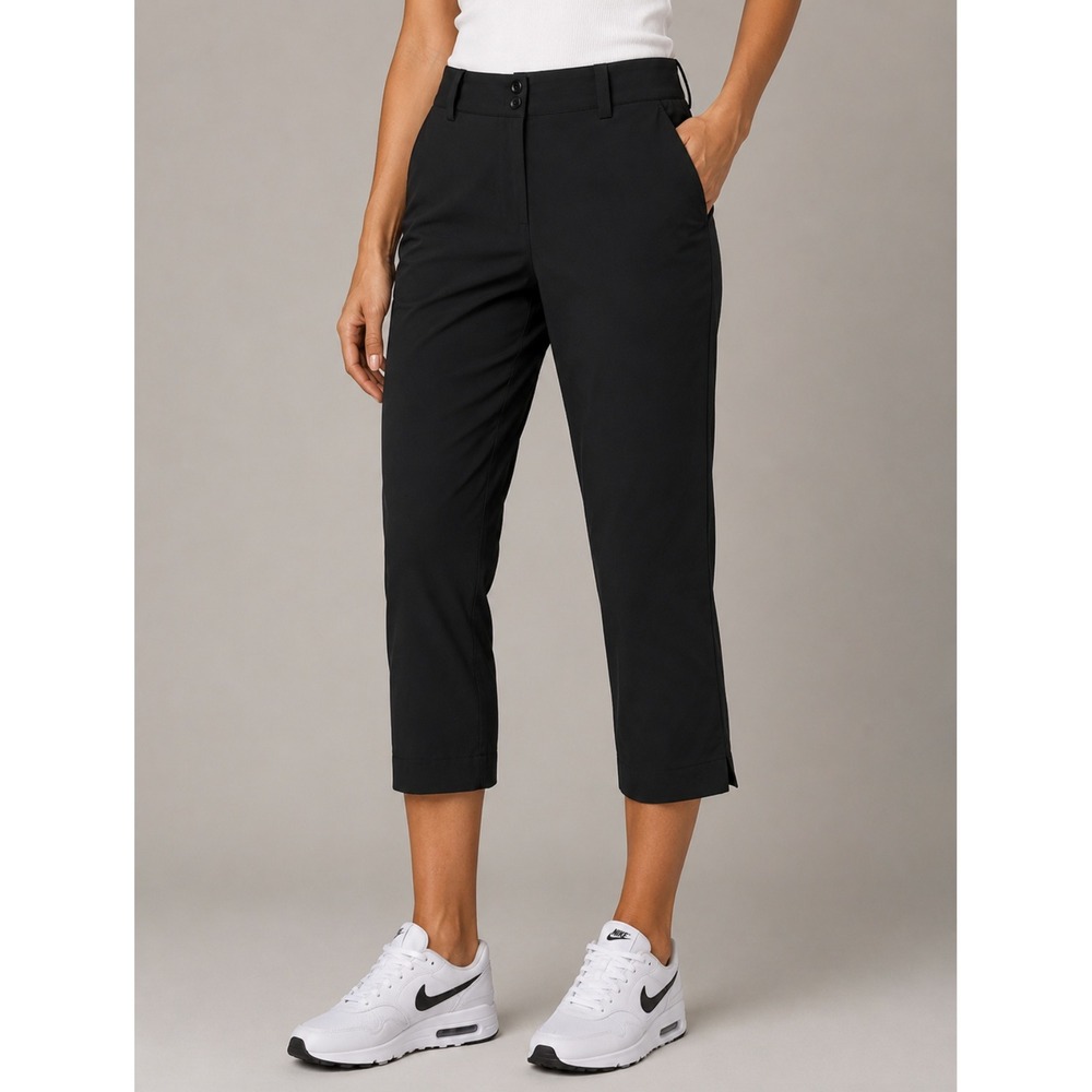 Nike Golf Tour Performance Pants Women 14 Black Dri-FIT Crop Capri Sporty Chic